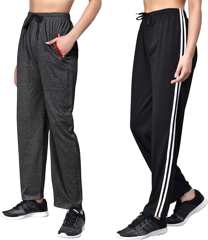 Buy Fflirtygo Women's Cotton Track Pants, Joggers for Women, Night Wear Pajama, Charcoal Grey 