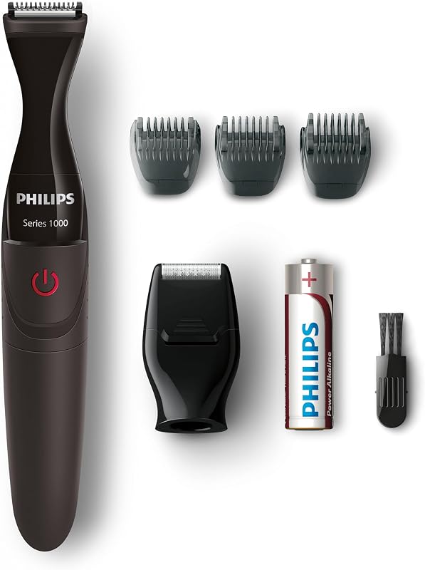 MG1100 / 16 Recortadora de precisión 3 peines de barba y mini afeitadora - con pilas