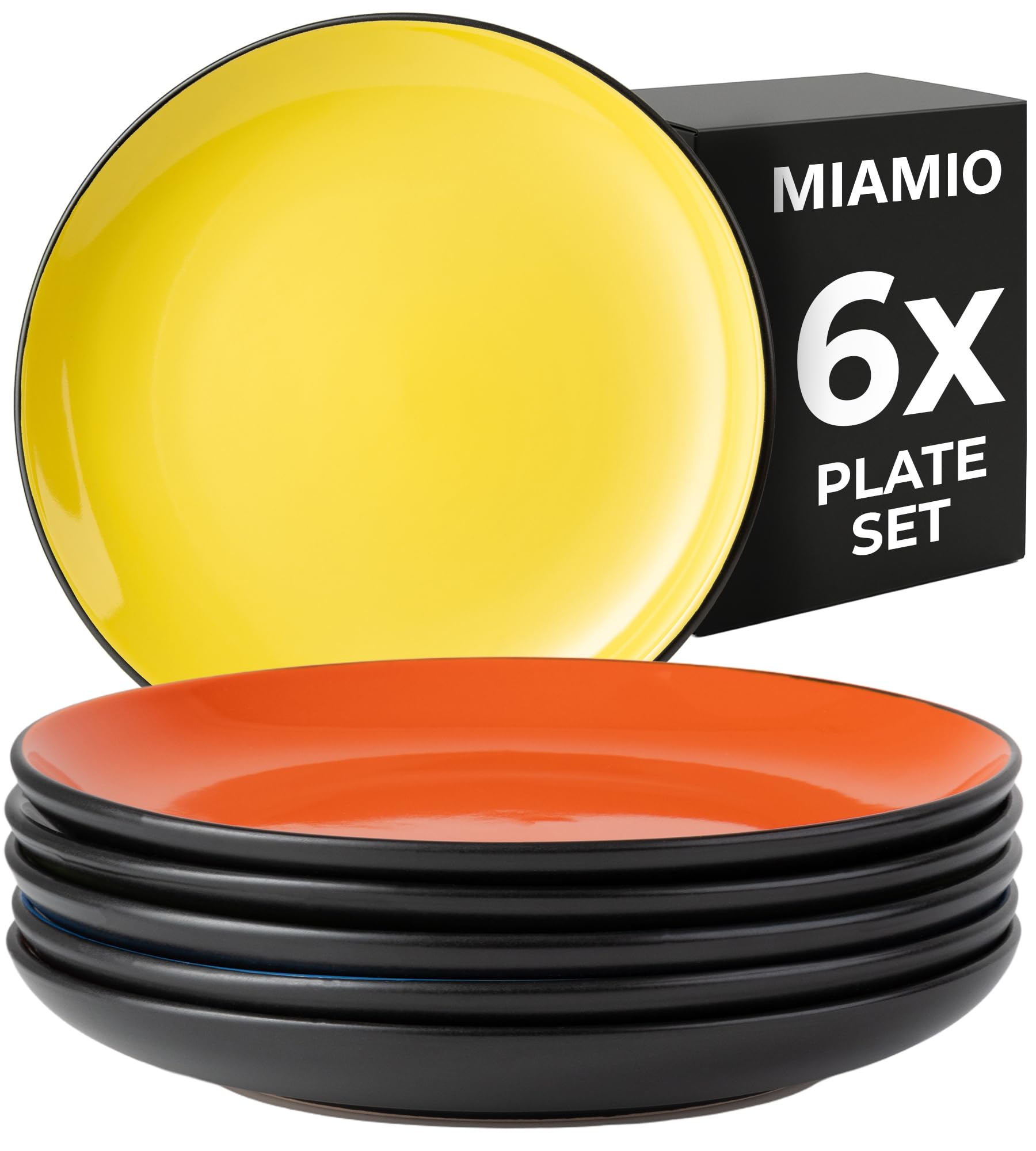 MIAMIO – 6 x Plate/Dinner Plate Set Stoneware Ceramic Tableware Set - Le Papillon Collection (Mixed, Small Plate)