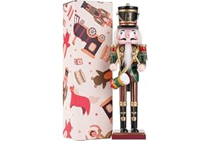 TPUDN Christmas Decorations Nutcracker Ornament,12 inch Wooden Traditional Nutcracker,Painted Nutcracker Figures,Festive Collectible Christmas Nutcracker party Tabletop Thanksgiving Decor(The drummer)