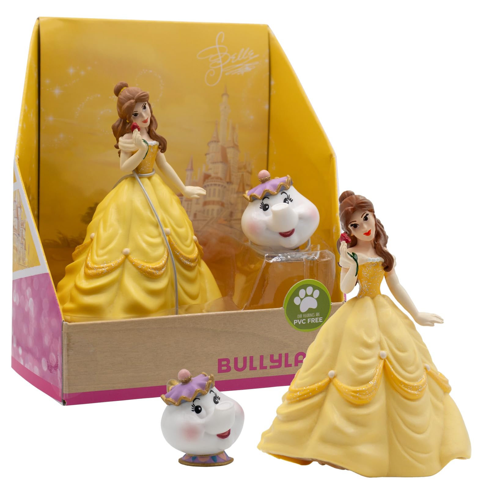 Bullyland 13436 - Walt Disney Belle - Belle and Madame Pottine, lovingly hand-painted figures, PVC-, great gift for boys and girls for imaginative play