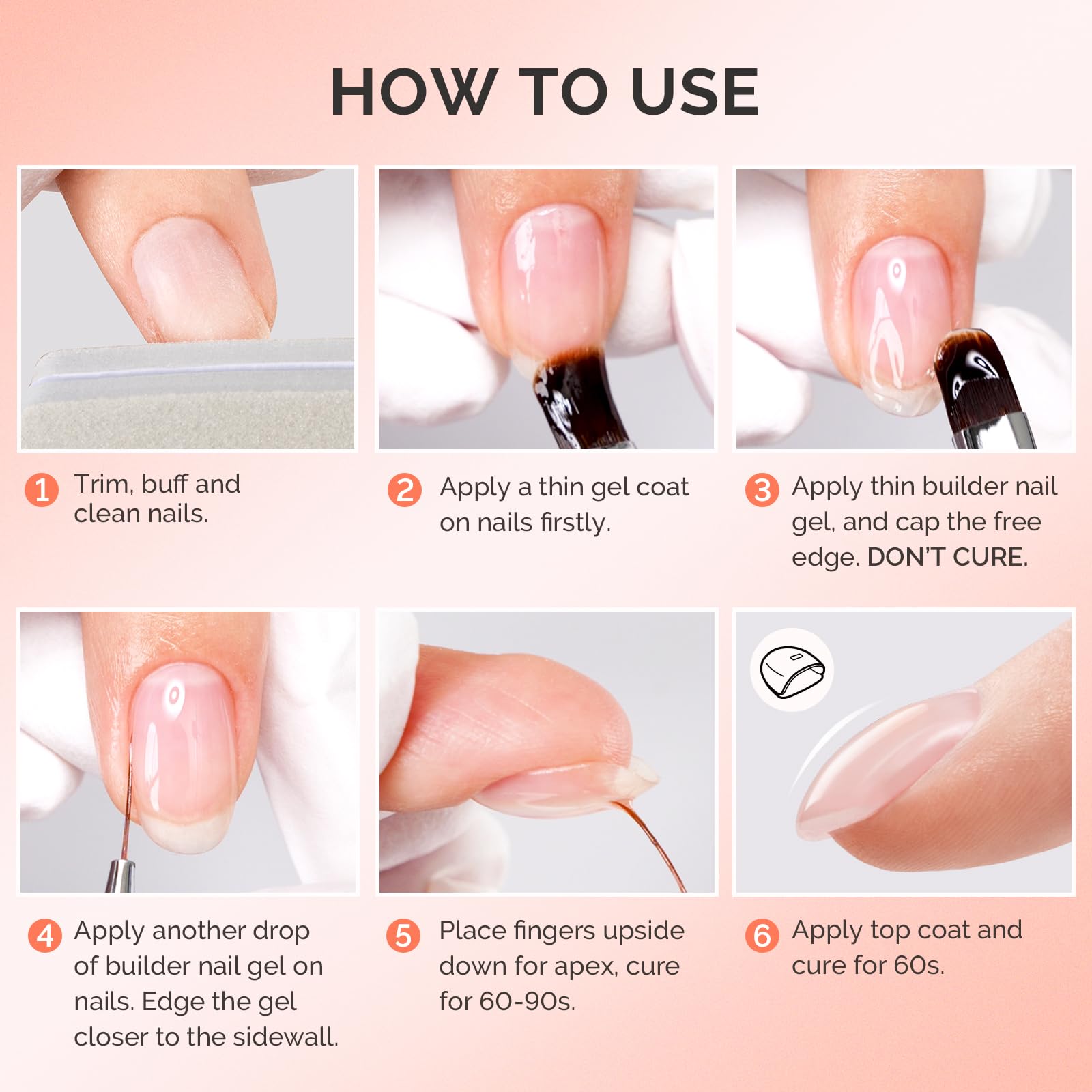 MelodySusie 2PCS Builder Nail Clear Base Gel Builder Gel for Nails Thickening, Soak Off UV Gel,Extension Gel Rhinestone Nail Glue Gel in a Bottle for Nail Art Design Gift for Women - Image 7