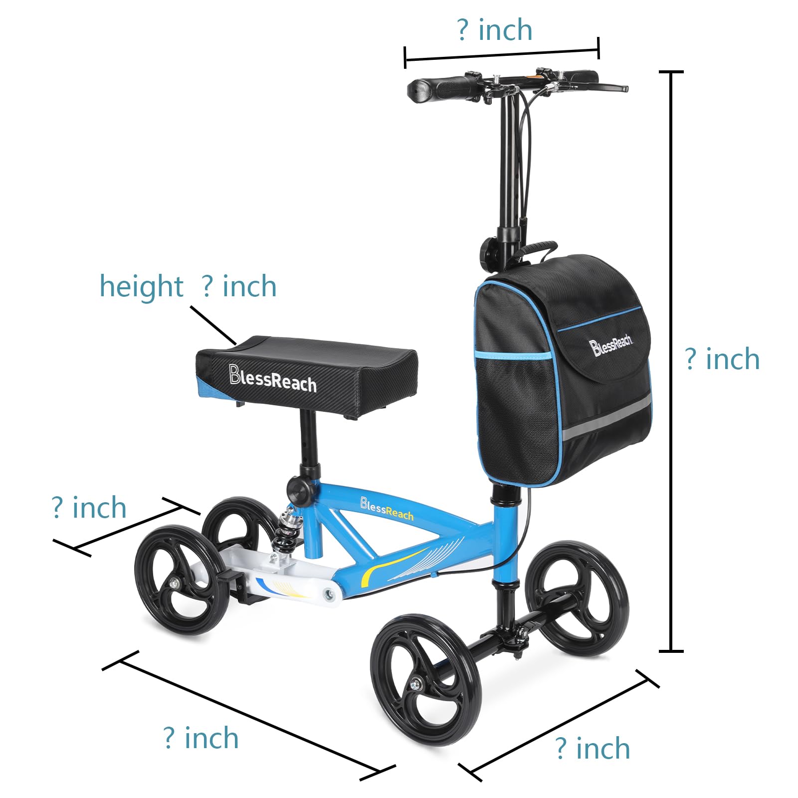 Economy Knee Scooter Steerable Knee Walker for Foot Injuries Compact Crutches with Dual Rear on-Wheel Brake and Shock Absorption Under The Knee pad