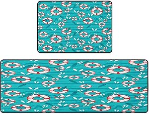 Alfombra de cocina con diseño de olas y peces en la superficie del mar
