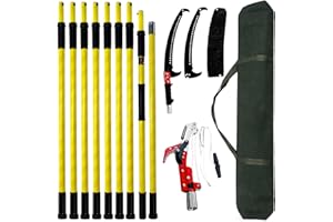 TGrasol 30 FT Manual Pole Saw for Tree Trimming, Extendable Tree Pruner with Sharp Steel Blade and Scissors for High Branches, Sturdy Design Ideal for Pruning Palms and Shrubs