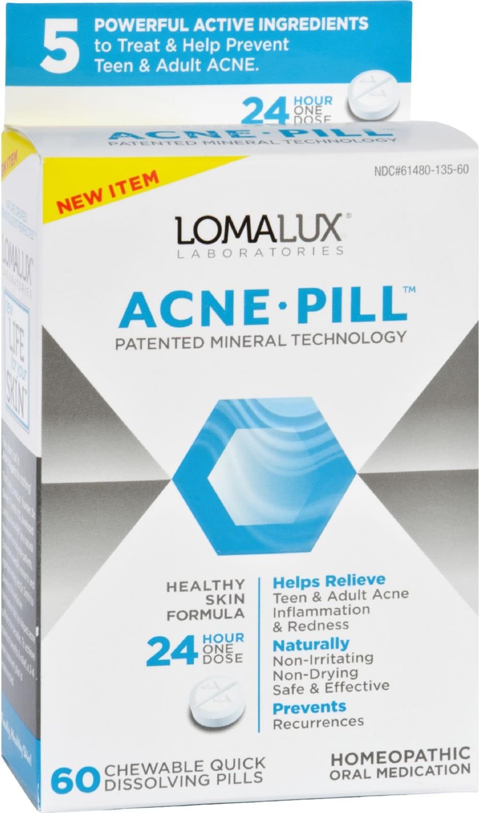 Loma Lux Laboratories Acne Pill - Chewable - Quick Dissolving - 60 Count (Pack of 2)