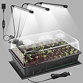 SOLIGT 60 Cell Seed Starter Kit with Grow Light and Heat Mat, Seed Starter Tray with Higher 4.3” Humidity Dome, 4/8/12/18H Timer, Flexible Light for Indoor Seed Starting & Seedling