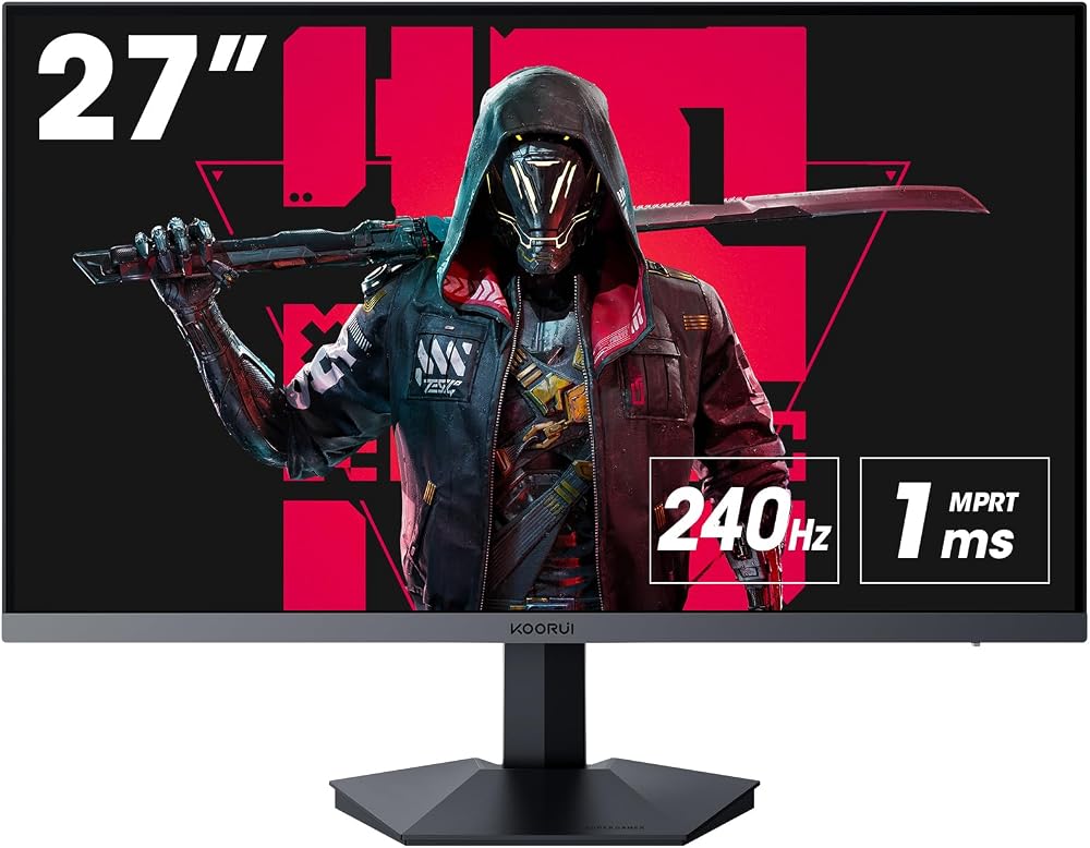 KOORUI 27 Inch 240Hz Gaming Monitor FHD 1080P 1ms VA Adaptive Sync HDMI DP