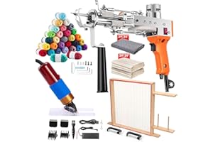 Riiai Tufting Gun Starter Kit with Tufting Frame 2025 New, Tufting Gun Cut Pile & Loop Pile, Tufting Frame 29.5”x 29.5”, 200W Carpet Trimmer-Rug Tufting Gun Making Kit for Rug Tufting（ Orange）