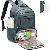 Lunch Backpack 16 Inch Laptop Backpack with Insulated Cooler Lunch Box Food Bag for College Work Camping Picnics (Atrovirens)
