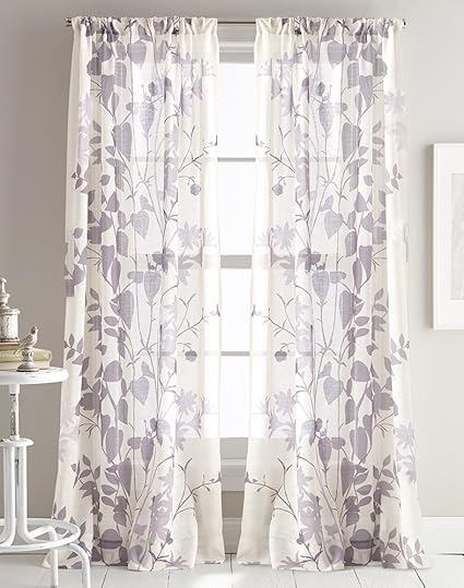 Amazon Com Dkny Landscape Textured Sheer Window Curtain Panel