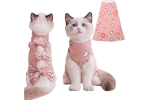 PUMYPOREITY Cat Recovery Suit - Female Kitten Onesie for Post-Surgery Care, Abdominal Wound & Skin Damage Recovery, S, Pink
