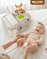 Maliton Nappy Caddy Newborn Essentials Diaper Organizer Khaki 15.3x9.3x7 in view 3