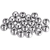 DanLingJewelry 100 pcs 8 mm Metal Spacer Beads 304 Stainless Steel Round Beads Smooth Beads for Necklaces, Bracelets and Jewelry Making Hole: 3mm