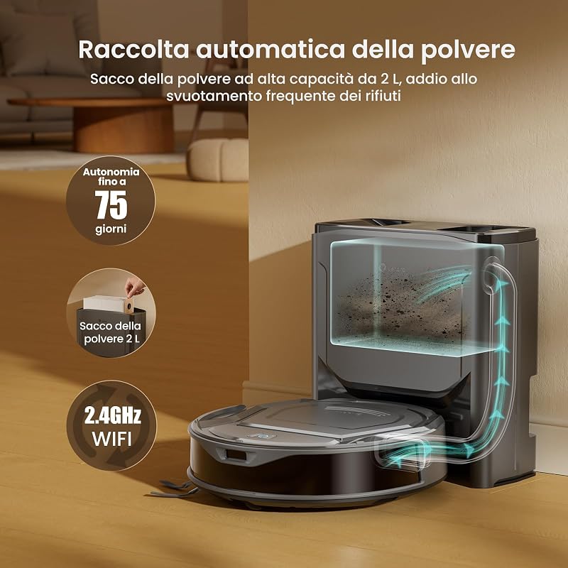 M210 PLUS Robot Aspirapolvere con Mappatura, Ultrasottile 8cm,6000Pa