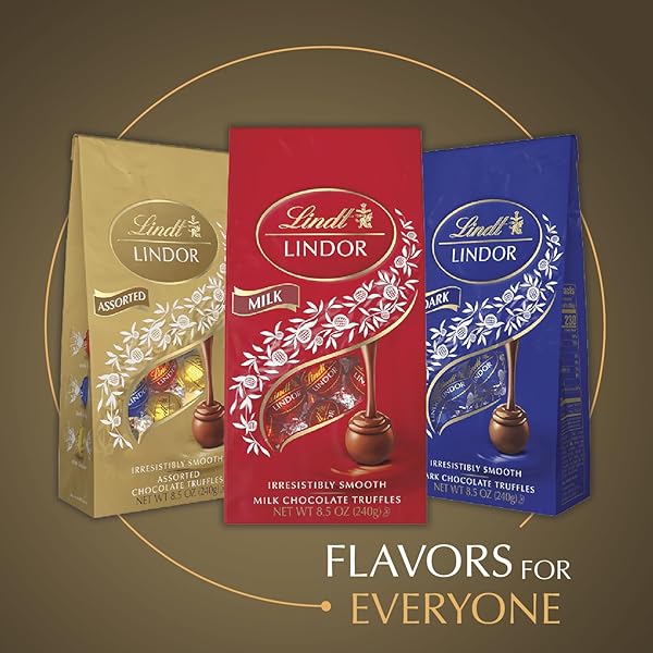 LINDT LINDOR ASSORTED CHOCOLATE CANDY TRUFFLES TRADITIONS GIFT BOX, ASSORTED CHOCOLATE WITH SMOOTH, MELTING TRUFFLE CENTER, 6.8 OZ.