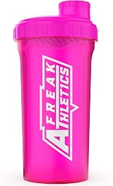 Freak Athletics Protein Shaker Bottle 700ml Premium BPA Free Pink Transparent view 2