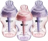 Tommee Tippee Natural Start Anti-Colic Baby Bottle 260ml Pink Purple Pack of 3 view 1
