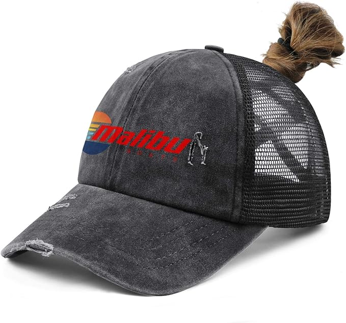 Malibu-Boats-Vector-Logo-Simple-red- Women Adjustable Cross Ponytail