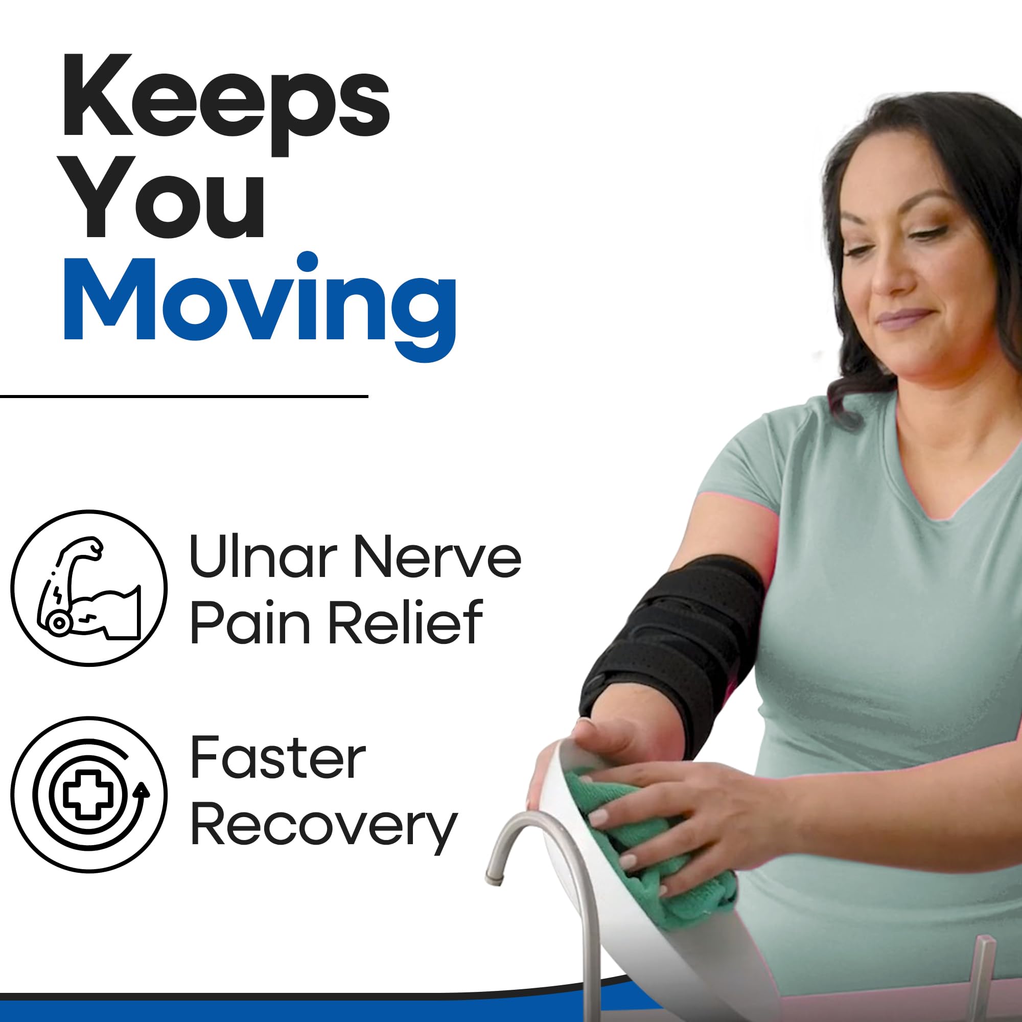 Elbow Splint Tendonitis l Tennis Elbow Brace | Cubital Tunnel Brace Support for Sleeping | Arm Support & Compression Sleeve Immobilizer for Ulnar Nerve Pain Relief | Women & Men Fits Most