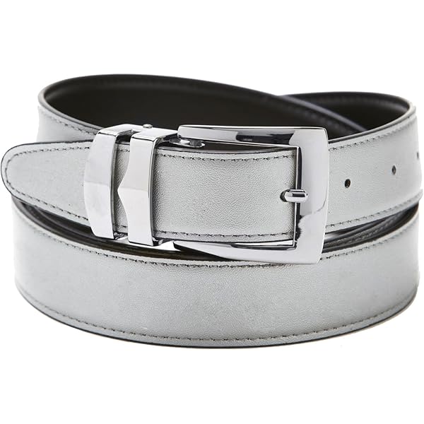 【 】Reversible Belt Concitor Reversible Belt Bonded Leather Removable Silver