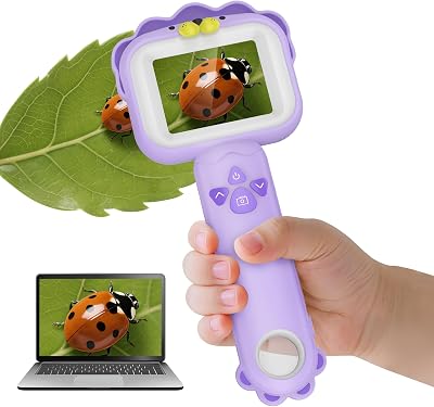Microscopi per bambini, mini microscopio tascabile portatile per bambini piccoli, giocattoli educativi scientifici per regali di compleanno di Natale per bambini di 3 4 5 6 7 8 9 10 anni (leone)
