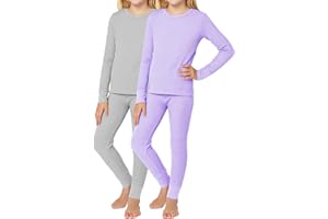 Rene Rofe Girls Thermal Underwear Set - 4 Piece Waffle Knit Long Sleeve Thermal Shirt and Long Johns Thermal Pants Set