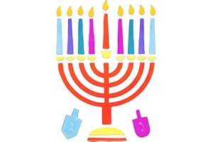 Menorah Window Gel Cling - Self Sticking Chanukah Menorah and Dreidels - Hanukkah Party Decorations and Supplies by Izzy 'n' Dizzy