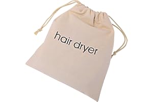 Senkary Hair Dryer Bags Drawstring Hairdryer Travel Bag Cotton Hair Dryer Storage Bag, 11.8 Inch by 13.8 Inch (Beige)