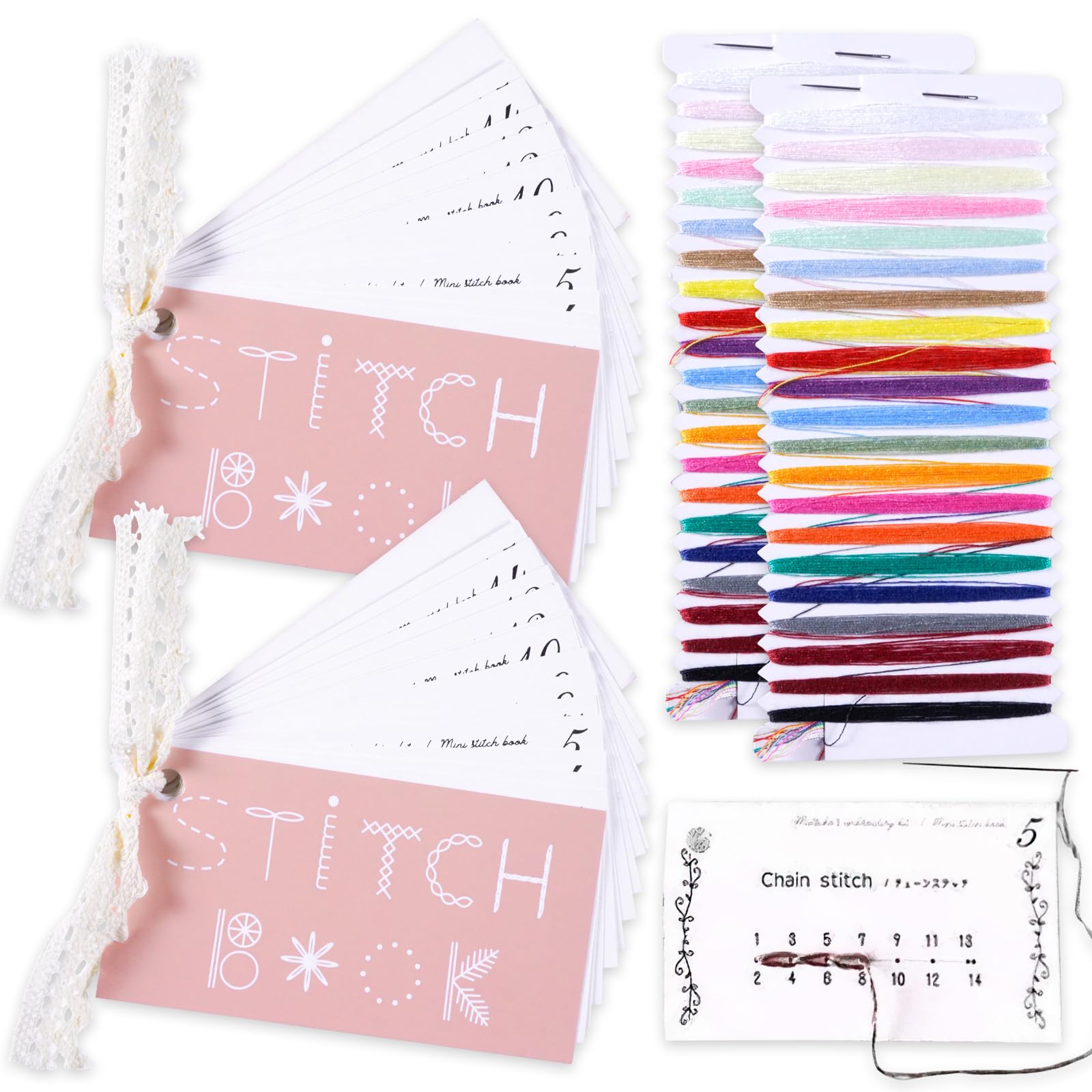 Photo 1 of 2 Pack Creative Mini Sewing Book DIY Sewing Card Set - Enhance Your Sewing and Embroidery Skills Portable M-ini Travel Sewing Kit