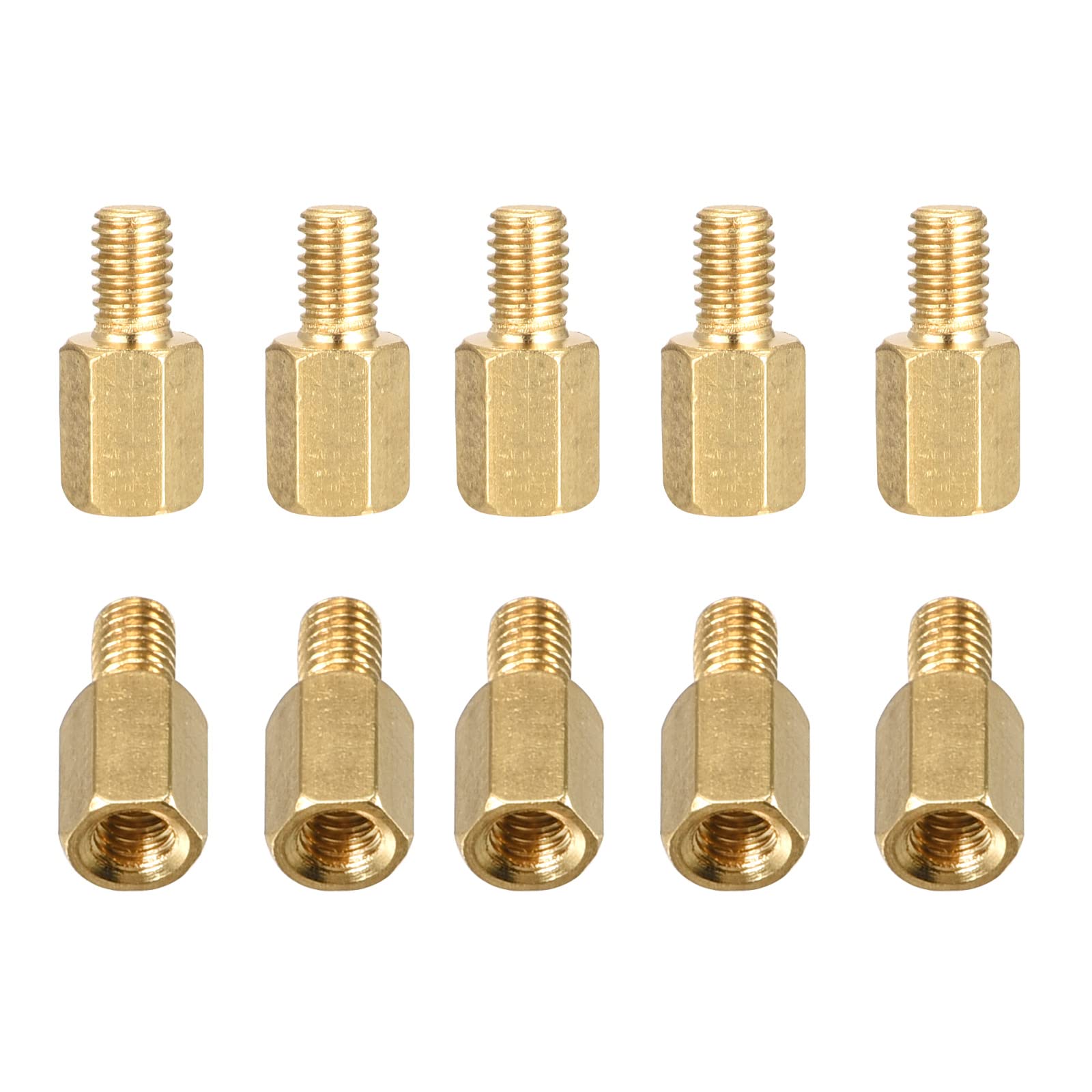 DTGN M4x8x6mm(DxHLxML) - Brass Hex Standoff -50Pack- Good for Electronic Machine - Male to Female Spacer Screw Nuts