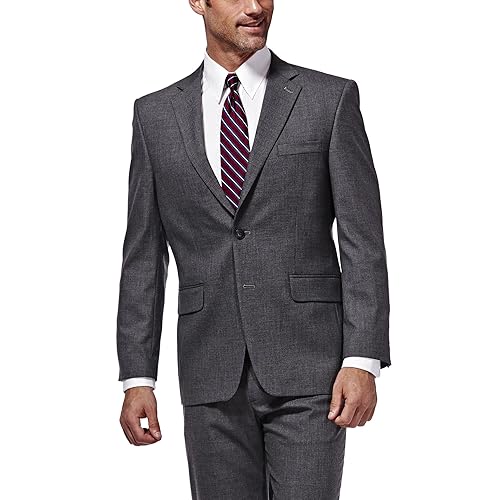J.M. Haggar Men's Big & Tall Sharkskin Premium Classic-Fit Stretch Suit Separate Medium Grey