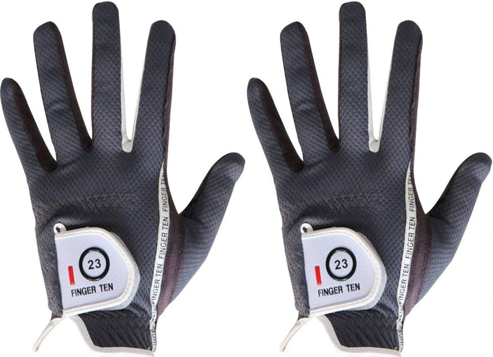 FINGER TEN Golf Gloves Men Left Hand Right Rain Grip Weathersof Value 2 Pack, Mens Golf Glove Wear Resistant Non Slip Flexible Durable