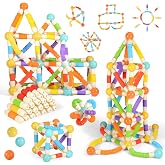 58PCS Extendable Magnetic Building Sticks STEM Montessori Toy Set Ages 3-7 | Non-toxic ABS Sealed Magnets. Extendable Bendable Sticks &amp; Balls 3D Construction. Parent-Child Play Parties School Kids Gift