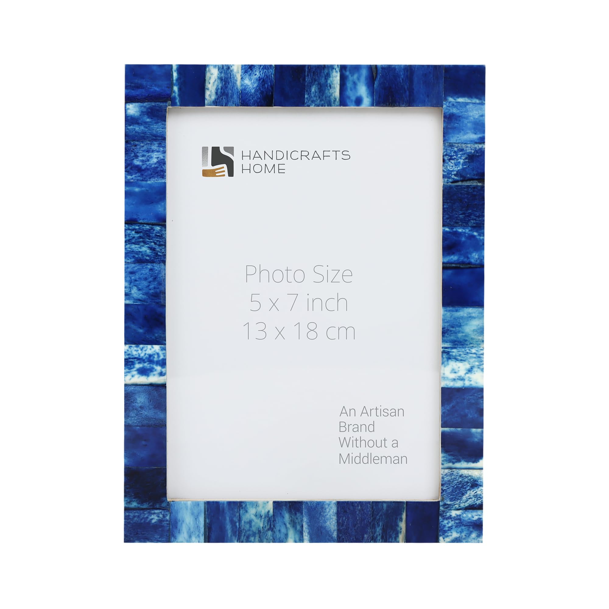 Handicrafts Home 5x7 Picture Frames - Vintage Style Wall Hanging & Desk Decor – Farmhouse Photo Frames Ideal for Living Room Office & Home Decor Picture Frame for Family Pictures & Wall Decor, Blue