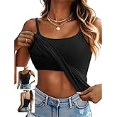Ninee Camisole Tops for Women with Built in Bra Adjustable Strap Tank Top Casual Basic Cami Tanks