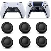 NEWDERY Joystick Replacement Grip Caps for PS5/PS4 Controller | Silicone Thumb Grip Cap Replacement Set, Anti-Slip Design, Compatible with PS5/PS4 Controller, Black, 6-Pack