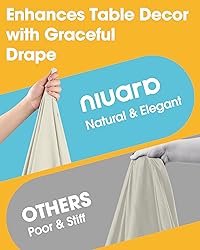 Niuara Ivory Fabric Rectangle Table Cloth - 6