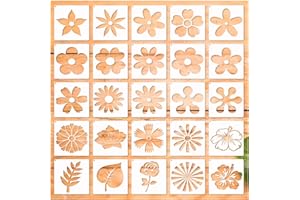 PKQON Flower Stencils for Painting on Wood Cute Leaf Floral Essential Paint Stencil for Walls Decorative Acrylic Painting, Art Rock Airbrush Layered Templates for Crafts Canvas Furniture Wooden (Flower)