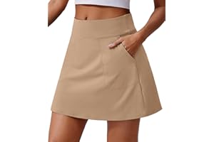 PINSPARK 18" Golf Skorts for Woman High Waisted Tennis Skirt UPF 50+ Athletic Skort Skirts with 4 Pockets Workout Pickleball