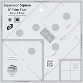 Creative Grids Square on Square Trim Tool Quilt Ruler &ndash; CGRJAW8 &ndash; Made in USA, 8-1/2in x 8-1/2in, Non-Slip Grip Acrylic Quilting, Sewing, Crafting, Patchwork Ruler &amp; Template