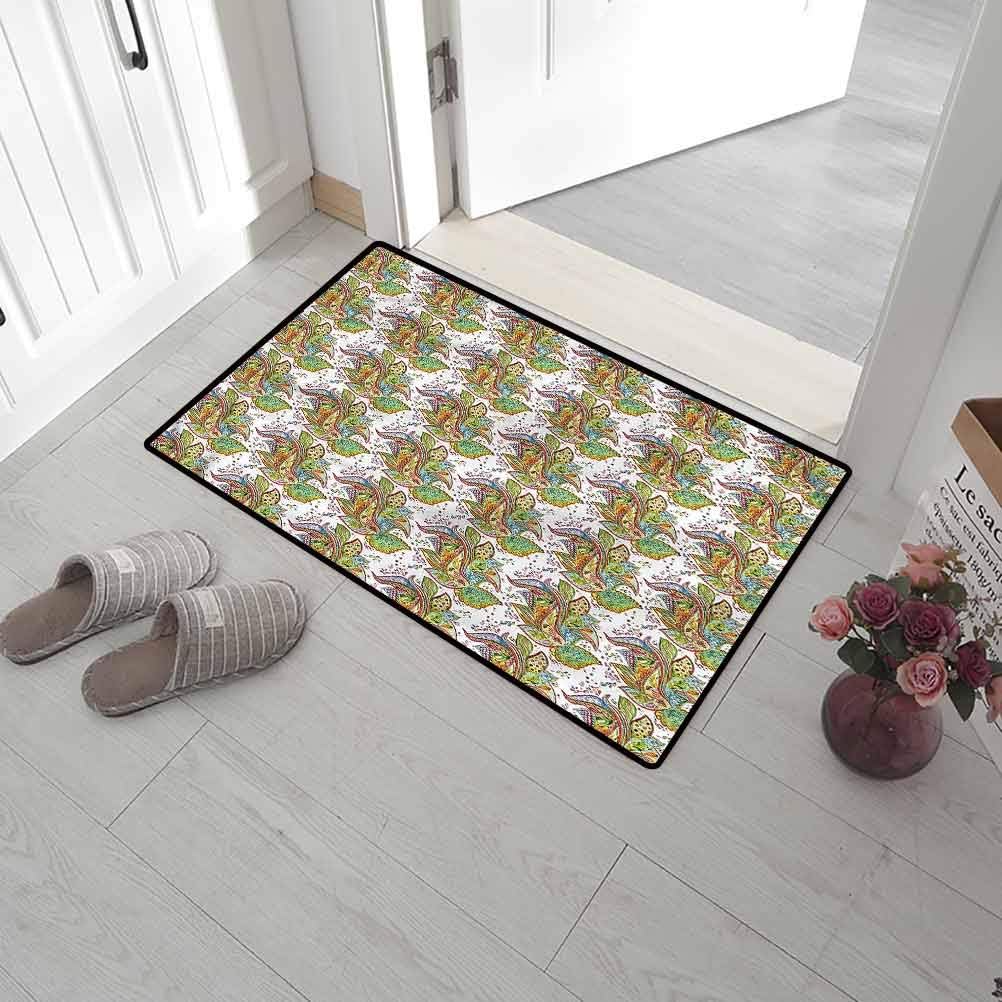 SCOCICI1588 Entryway Rug Floral, Authentic Paisley Leaves