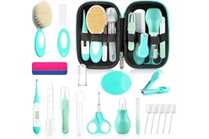 POPYJAN Baby Healthcare and Grooming Kit for Newborn Kids, 24PCS Upgraded Safety Baby Care Kit, Newborn Nursery Health Care Set, Baby Care Products (Green)