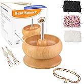 hobbyworker Upgrade Wooden Bead Spinner with 2 Pcs Big Needles,8000 Pcs Seed Beads and 1 Surprise Gift Pack for Jewelry Makin