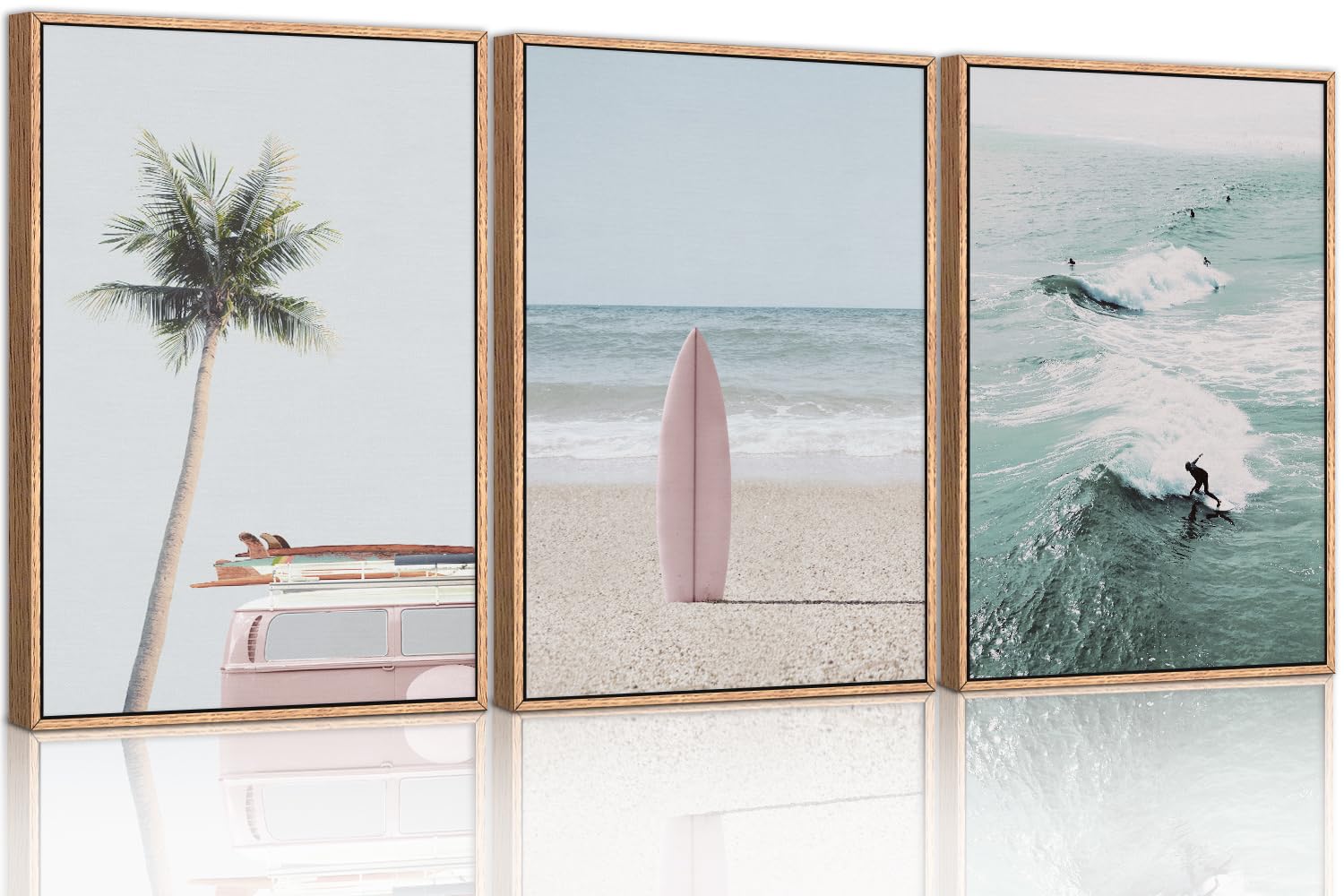 Framed Canvas Wall Decor w/ Surf Scene