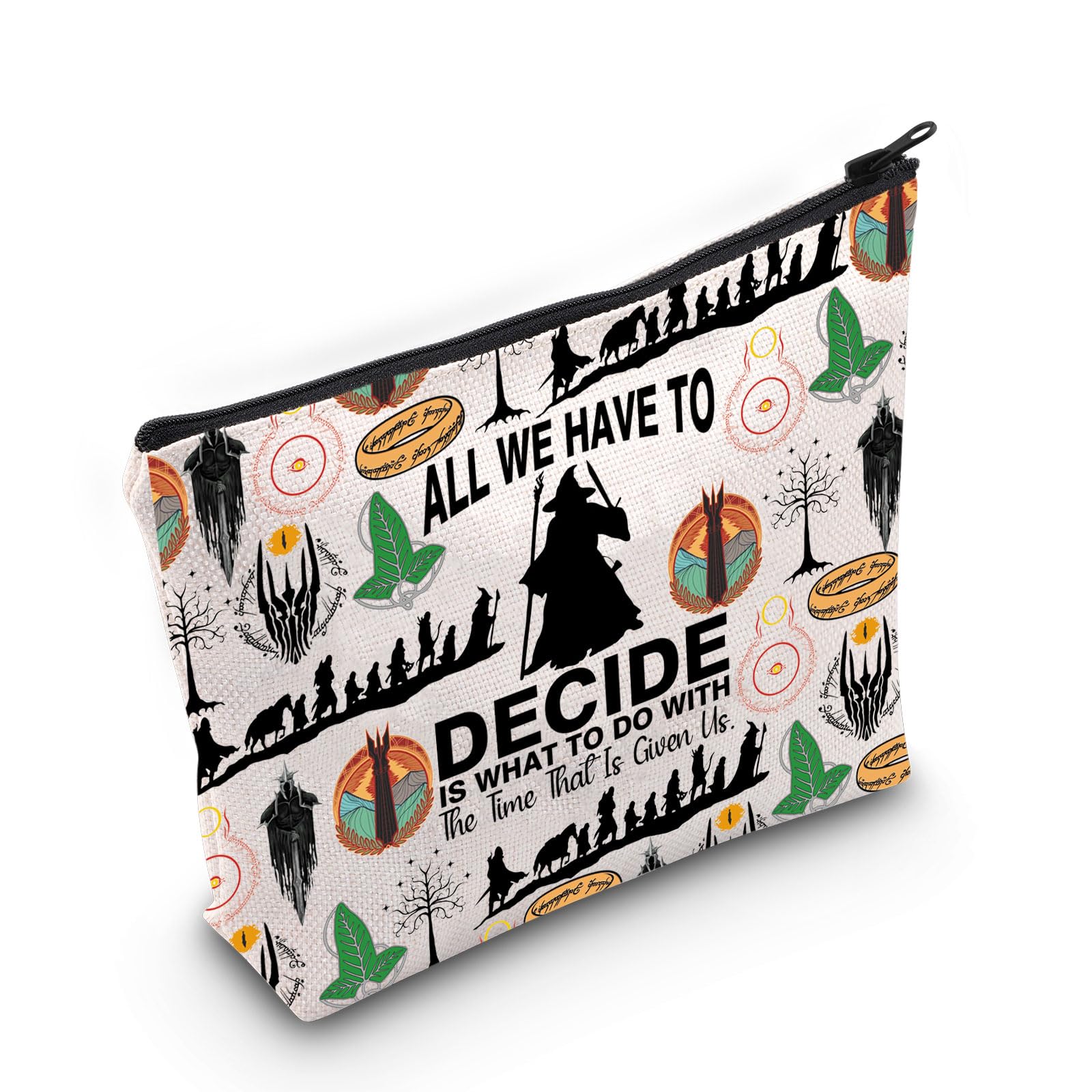 PLITI Lord Rings Movie Inspired Gifts All We Have to Decide is What to Do with The Time that is Given Us Lord Rings Fans Makeup Bag (All we Decide bagU)
