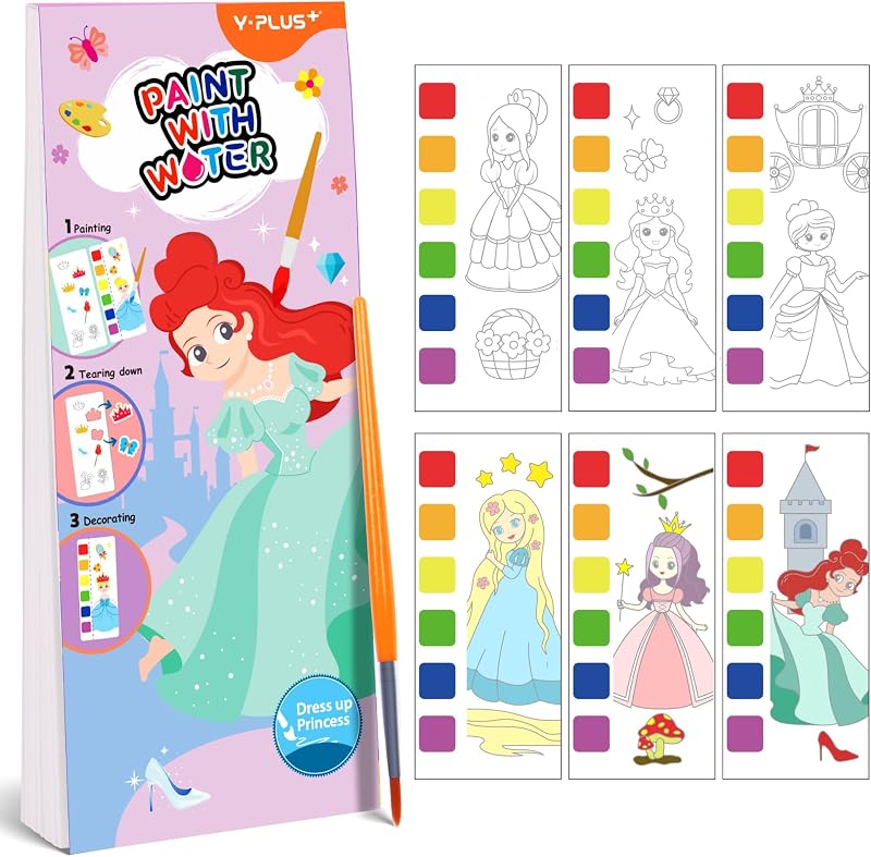 YPLUS Water Colouring Book for Children Mini Princess Painting Set Arts and