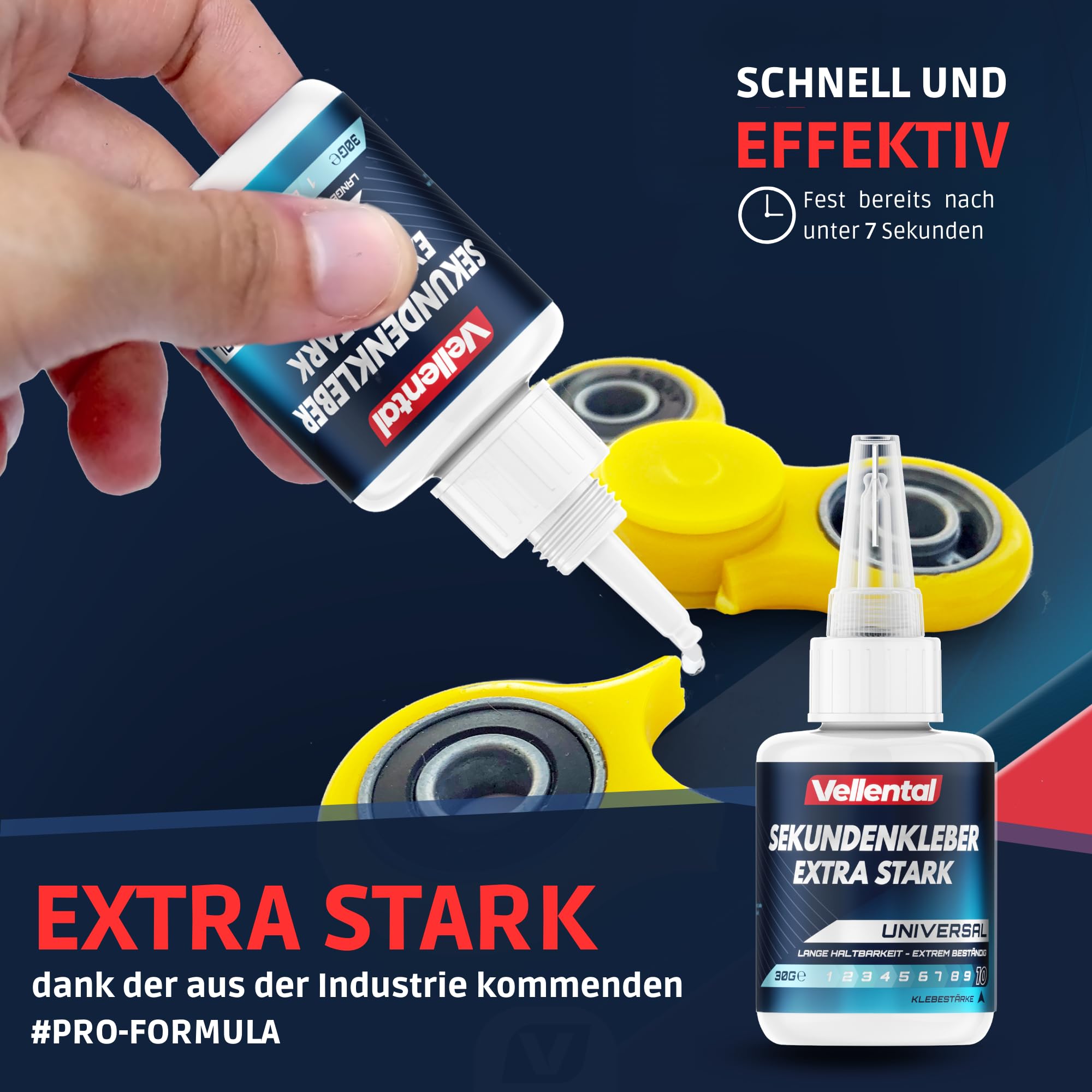 Sekundenkleber Gel Extra Stark universal - Superkleber wasserfest, hitzebeständig & mit Nadel Verschluss gegen Austrocknung - Alleskleber für Plastik, Kunststoff, Glas, Holz, Metall uvm. 5