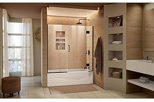 DreamLine Unidoor-X 58-58 1/2 in. W x 58 in. H Frameless Hinged Tub Door in Satin Black, D58580-09