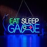 Game Room Decor EAT SLEEP GAME Dimmable LED Neon Sign Beer Bar Man Cave Bedroom Home Art Gaming Neon Light Signs Wall Artwork Sign